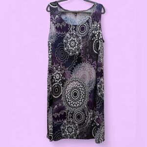Roz & Ali Purple Printed Midi/Maxi Dress Size 18 Art Teacher Indie Kaleidescope